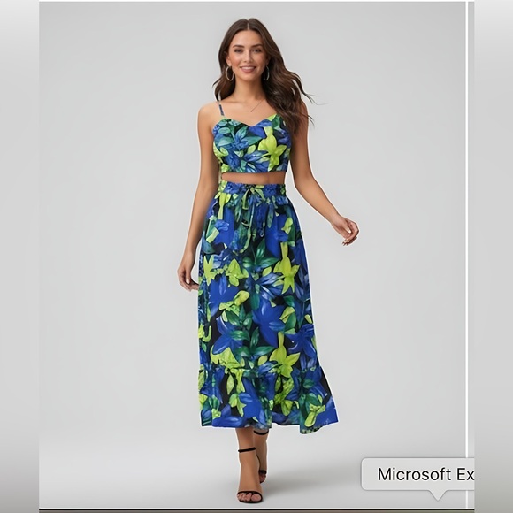 Bahama Tropical Print Cami Top & Ruffle Hem Skirt - Picture 2 of 7